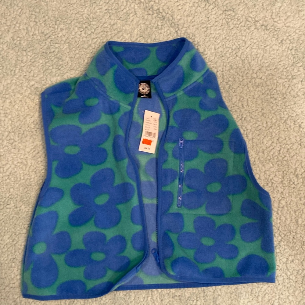 PacSun Blue and Green Floral Vest